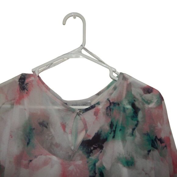 JENNIFER LOPEZ women's x-small pastel floral cold shoulder flowy shirt blouse - Picture 3 of 12